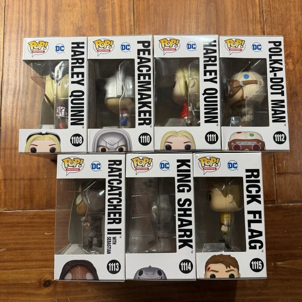 The Suicide Squad Funko Pop Lot of 7 Harley Quinn Peacemaker King Shark DC Set